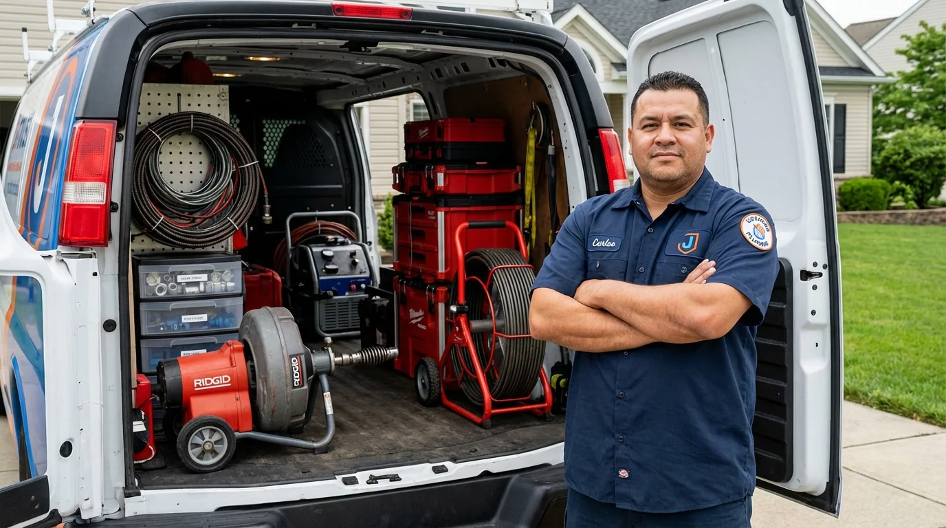 Professional drain cleaning equipment and Johns Plumbing LLC plumber in Hines