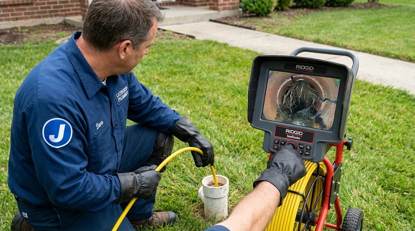 Sewer camera inspection being performed by Johns Plumbing LLC in Hines